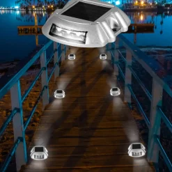 VEVOR Solar Pathway Lights, 12-Pack, White, Includes Screws, Weatherproof Outdoor Deck Lights, 6 LED, Ideal for Garden Paths, Walkways, Driveways & Steps