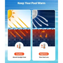 VEVOR Solar Pool Cover, 24 ft Round Pool Bubble Cover, 8 Mil Pools Solar Blanket with Bubble & PE Material, Daytime Heat Absorption, Nighttime Heat Retention, Heat Retaining Solars Covers, Blue