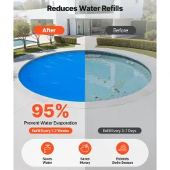 VEVOR Solar Pool Cover, 18 ft Round Pool Bubble Cover, 16 Mil Pools Solar Blanket with Bubble & PE Material, Daytime Heat Absorption, Nighttime Heat Retention, Heat Retaining Solars Covers, Blue