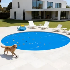 VEVOR Solar Pool Cover, 24 ft Round Pool Bubble Cover, 12 Mil Pools Solar Blanket with Bubble & PE Material, Daytime Heat Absorption, Nighttime Heat Retention, Heat Retaining Solars Covers, Blue