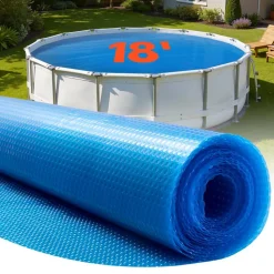 VEVOR Solar Pool Cover, 18 ft Round Pool Bubble Cover, 12 Mil Pools Solar Blanket with Bubble & PE Material, Daytime Heat Absorption, Nighttime Heat Retention, Heat Retaining Solars Covers, Blue