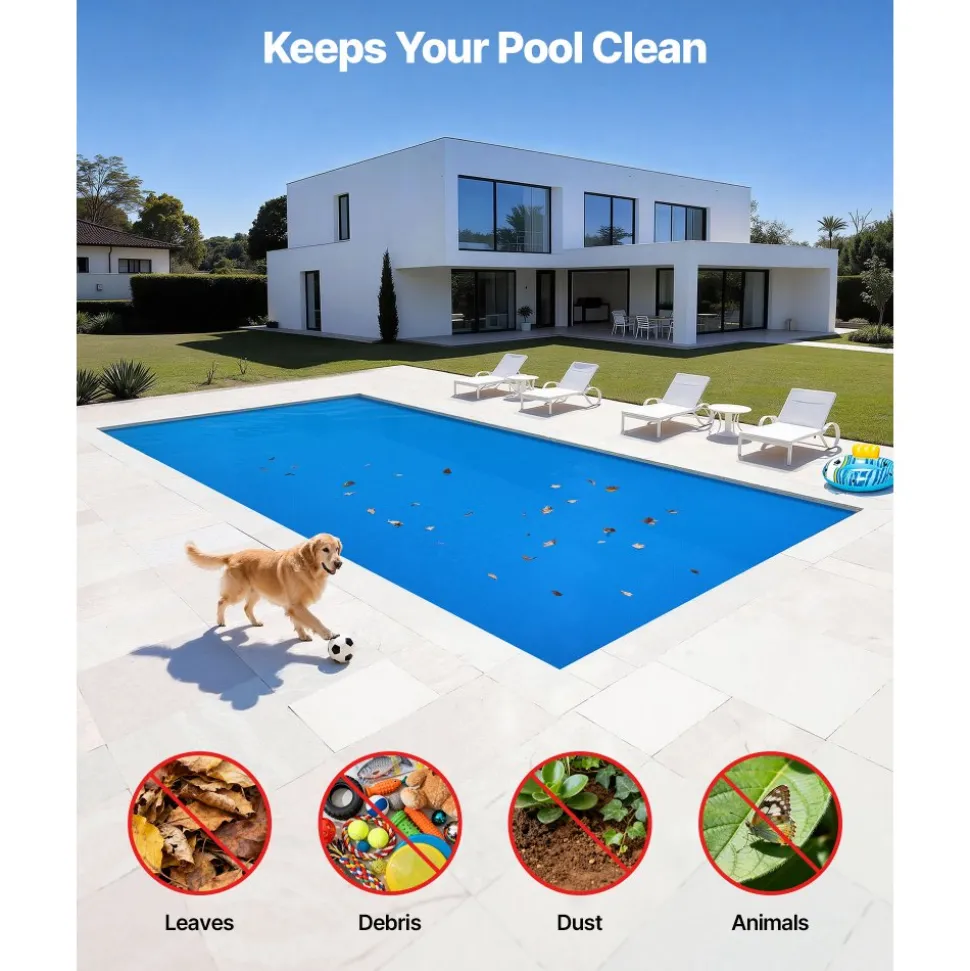 VEVOR Solar Pool Cover, 36 x 18 ft Rectangle Pool Bubble Cover, 8 Mil Pools Solar Blanket with Bubble & PE Material, Daytime Heat Absorption, Nighttime Heat Retention, Heat Retaining Solars Covers, Blue