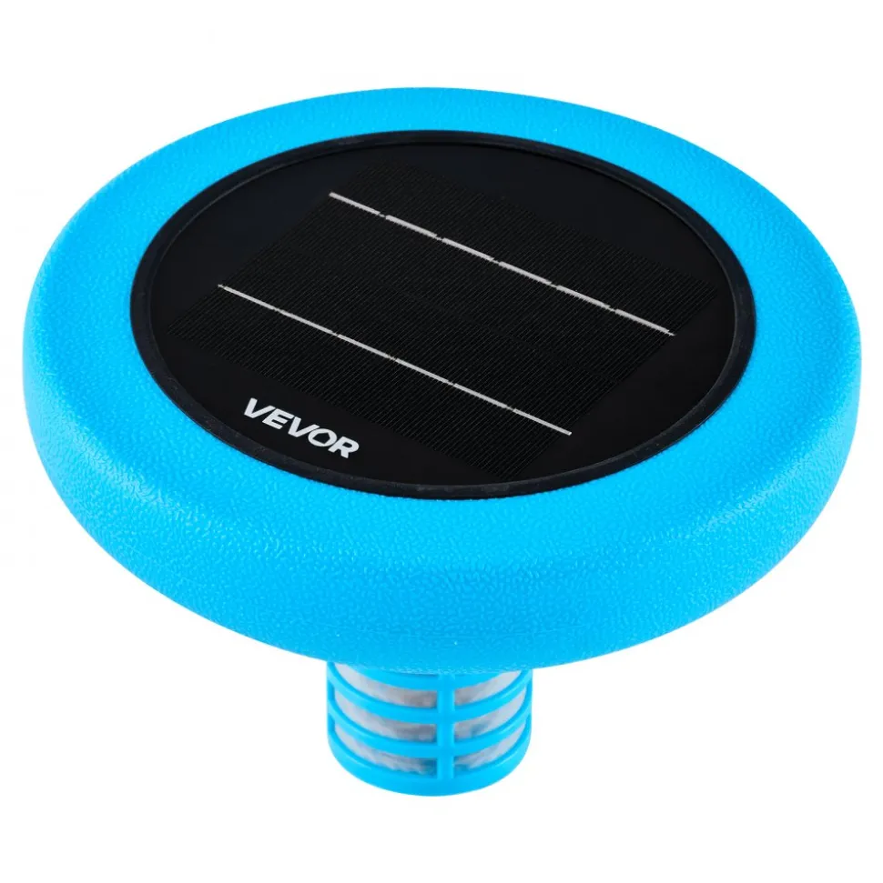 VEVOR Solar Pool Ionizer, Round Copper Pool Ionizer Up to 45000 Gal, Floating Automatic Water Cleaner and Purifier, Chlorine Free Water, with Copper Anode, Spring, Brush and Filter for Pools & Spas