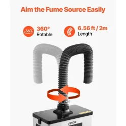 VEVOR Solder Fume Extractor, Upgraded 4-Stage Filtration Soldering Smoke Absorber with 510 m³/h Strong Suction, 10-Speed & Remote Control Brushless Smoke Extractor for Laser Engraving, 3D Printing