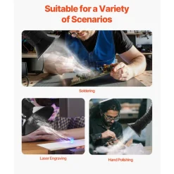 VEVOR Soldering Fume Extractor with Dual Hoses, 275W Brushless Solder Smoke Absorber with 4-Stage Filters & 10 Speeds, 380m³/h Strong Suction Smoke Purifier for Soldering, Laser Engraving, DIY Welding