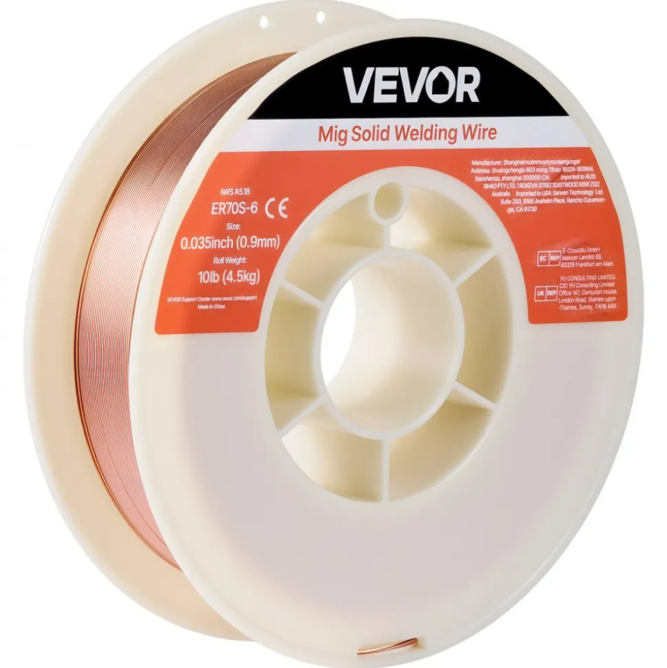VEVOR Solid MIG Welding Wire, ER70S-6 0.035-inch 10 LBS, Low Spatter Mild Steel Welding Wire with High Deoxidizers for All-Position Gas Shielded Welding