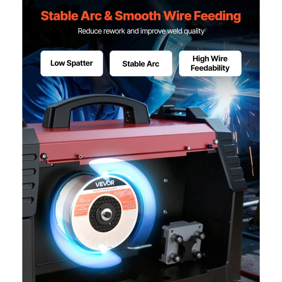 VEVOR Solid MIG Welding Wire, ER70S-6 0.035-inch 10 LBS, Low Spatter Mild Steel Welding Wire with High Deoxidizers for All-Position Gas Shielded Welding