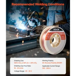 VEVOR Solid MIG Welding Wire, ER70S-6 0.035-inch 10 LBS, Low Spatter Mild Steel Welding Wire with High Deoxidizers for All-Position Gas Shielded Welding