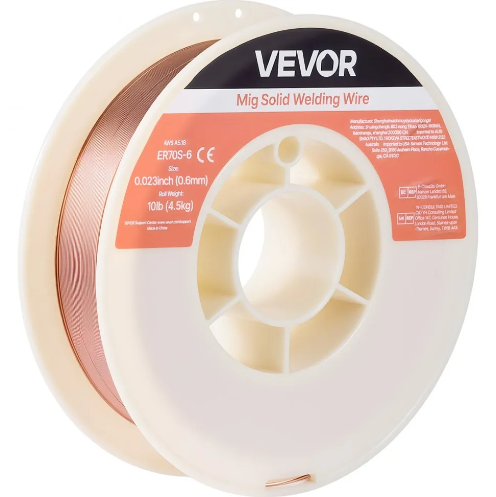 VEVOR Solid MIG Welding Wire, ER70S-6 0.023-inch 10 LBS, Low Spatter Mild Steel Welding Wire with High Deoxidizers for All-Position Gas Shielded Welding