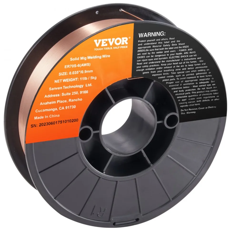 VEVOR Solid MIG Welding Wire, ER70S-6 0.035-inch 11LBS with Low Splatter and High Levels of Deoxidizers for All Position Gas Welding