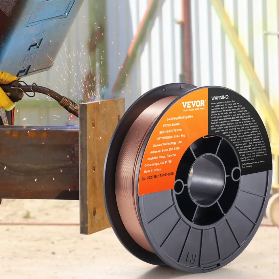 VEVOR Solid MIG Welding Wire, ER70S-6 0.035-inch 11LBS with Low Splatter and High Levels of Deoxidizers for All Position Gas Welding