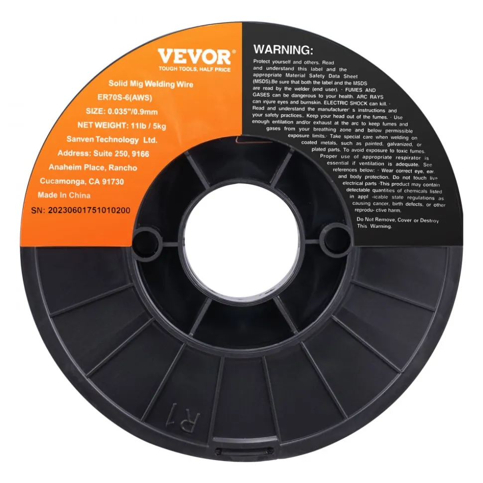 VEVOR Solid MIG Welding Wire, ER70S-6 0.035-inch 11LBS with Low Splatter and High Levels of Deoxidizers for All Position Gas Welding