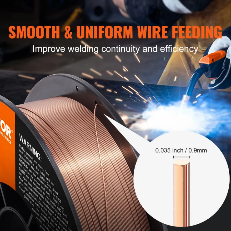 VEVOR Solid MIG Welding Wire, ER70S-6 0.035-inch 11LBS with Low Splatter and High Levels of Deoxidizers for All Position Gas Welding