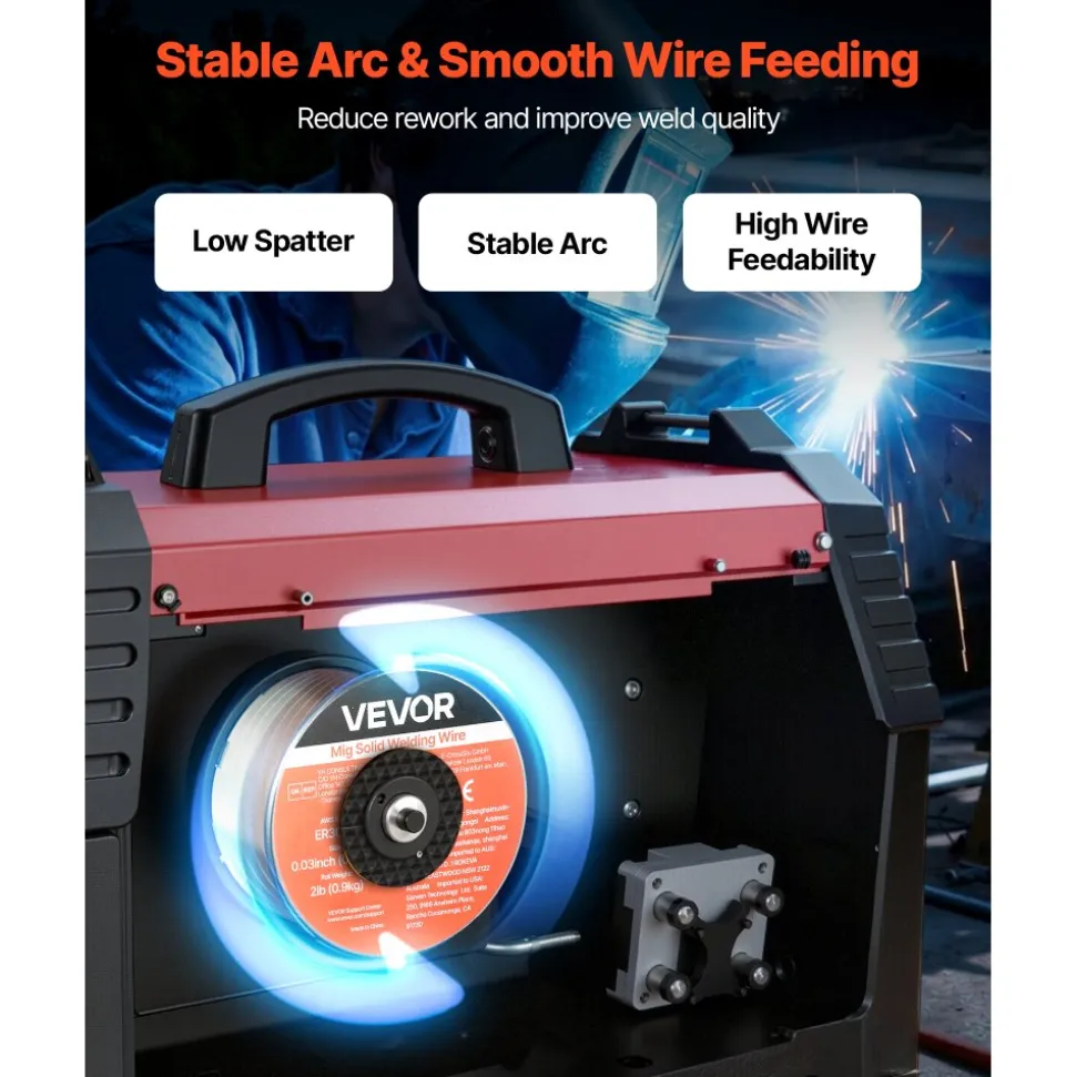 VEVOR Solid MIG Welding Wire, ER308L 0.03-inch 2 LBS, Low Spatter Stainless Steel Welding Wire with High Feedability for All-Position Gas Shielded Welding