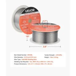 VEVOR Solid MIG Welding Wire, ER308L 0.03-inch 2 LBS, Low Spatter Stainless Steel Welding Wire with High Feedability for All-Position Gas Shielded Welding