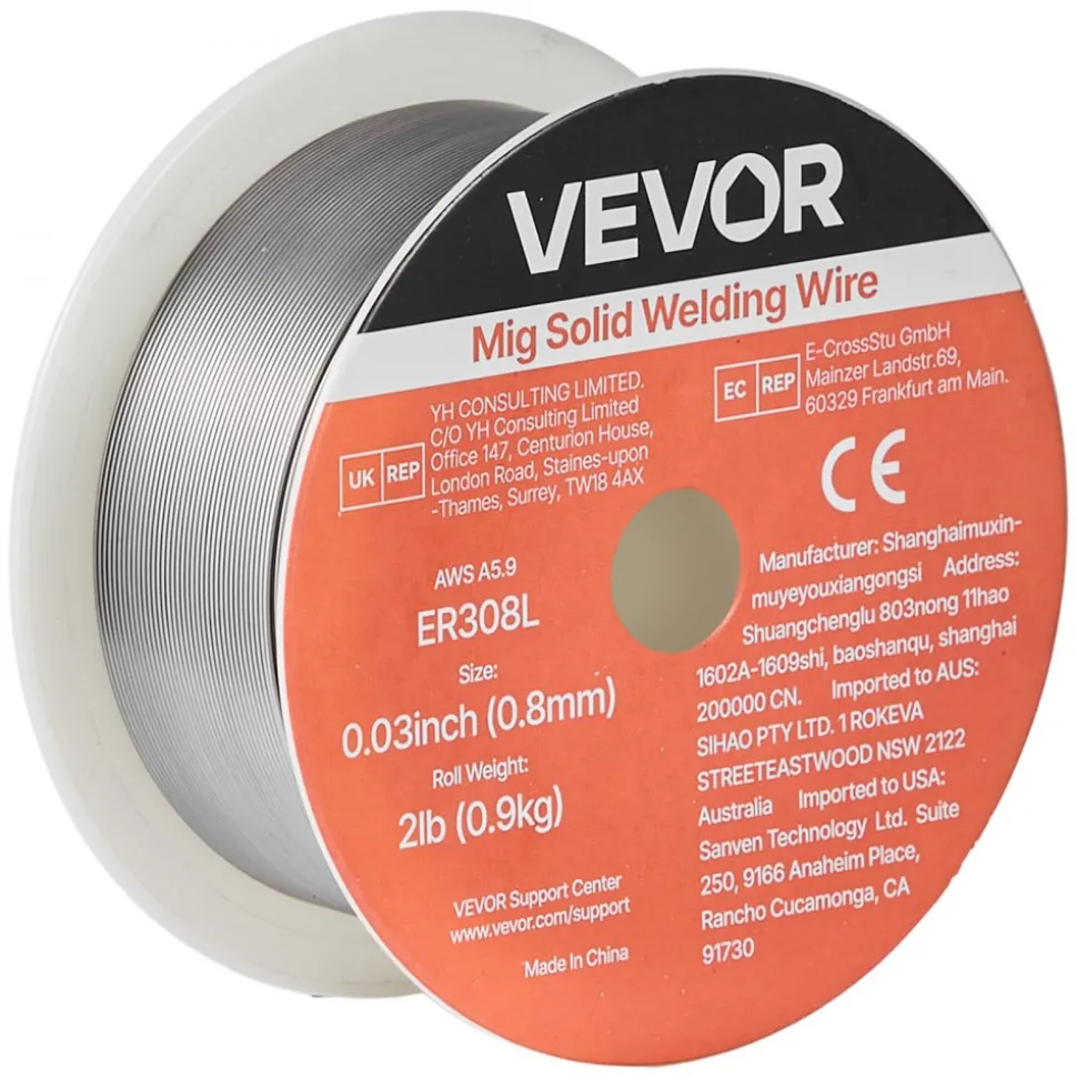 VEVOR Solid MIG Welding Wire, ER308L 0.03-inch 2 LBS, Low Spatter Stainless Steel Welding Wire with High Feedability for All-Position Gas Shielded Welding