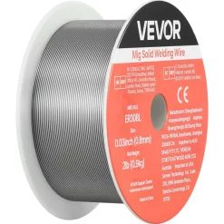 VEVOR Solid MIG Welding Wire, ER308L 0.03-inch 2 LBS, Low Spatter Stainless Steel Welding Wire with High Feedability for All-Position Gas Shielded Welding