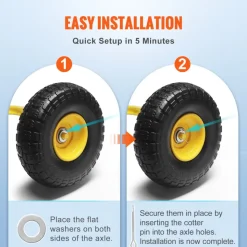 VEVOR Solid PU Run-Flat Tire Wheel, 10