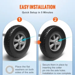 VEVOR Solid PU Run-Flat Tire Wheel, 10