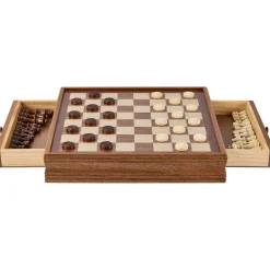 VEVOR Solid Wood Chess Set, 15 inch  2-IN-1 Chess Checkers Game Set, Chess Board Games with Storage Drawer & Weighted Chess Checkers Pieces & 2 Queens, for Adults Kids Tournament Professional Beginner