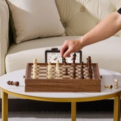 VEVOR Solid Wood Chess Set, 15 inch 2-IN-1 Chess Checkers Game Set, Chess Board Games with Storage Drawer & Weighted Chess Checkers Pieces & 2 Queens, for Adults Kids Tournament Professional Beginner