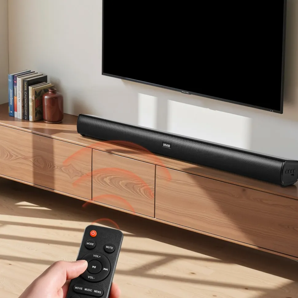 VEVOR Sound Bar for Smart TV, 2.1 Channel, 35-Inch Compact Soundbar TV Speakers with Built-In Subwoofer for Projector, Bluetooth AUX Connection, Easy Setup, 120W Surround Sound System for Home Audio