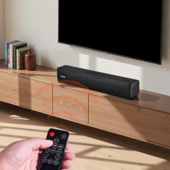 VEVOR Sound Bar for Smart TV, 2.0 Channel, 24-Inch Compact Soundbar TV Speakers for Projector, Bluetooth AUX Connection, Remote Control, Easy Setup, 80W Surround Sound System for PC Home Theater Audio