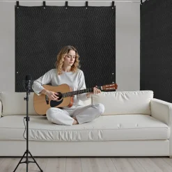 VEVOR Sound Dampening Blankets, Soundproof Curtains with 80 x 48 in, Soundproof Blanket with Grommets, Studio Grommeted Blanket, for Window, Door, Light Blocker, Music Recording, Black