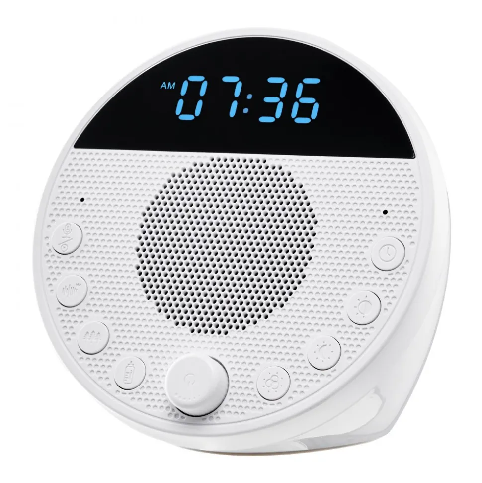 VEVOR Sound Machine, 18 Soothing Sleep Sounds and 7-Color Night Light, 5-in-1 White Noise Sound Machine with Dual Alarms, Auto-Off Timer and Memory Function, for Baby, Adults, Home, Office & Travel