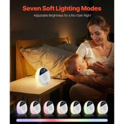 VEVOR Sound Machine, 18 Soothing Sleep Sounds and 7-Color Night Light, 5-in-1 White Noise Sound Machine with Dual Alarms, Auto-Off Timer and Memory Function, for Baby, Adults, Home, Office & Travel