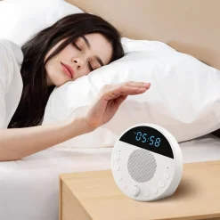 VEVOR Sound Machine, 18 Soothing Sleep Sounds and 7-Color Night Light, 5-in-1 White Noise Sound Machine with Dual Alarms, Auto-Off Timer and Memory Function, for Baby, Adults, Home, Office & Travel