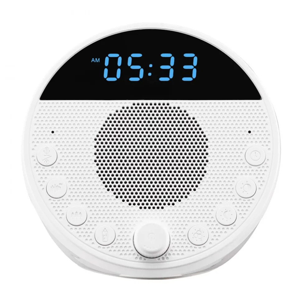 VEVOR Sound Machine, 18 Soothing Sleep Sounds, 7-Color Night Light, 6-in-1 White Noise Sound Machine with Dual Alarms, APP, Auto-Off Timer and Memory Function, for Baby, Adults, Home, Office & Travel
