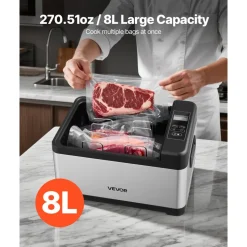 VEVOR Sous Vide Cooker, 800W Sous-Vide Machine, Suveed Cooking Machine with LED Digital Display, Glass Lid, Precise Temperature & Timer Control, for Family & Friends, All-in-One Sous Vide Pot