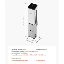 VEVOR Sous Vide Precision Cooker, 850W Sous-Vide Cooking Machine, Immersion Circulator with LED Digital Display, Secure Clamp Design, Fast-Heating, Accurate Temperature & Timer Control, Sous-Vide