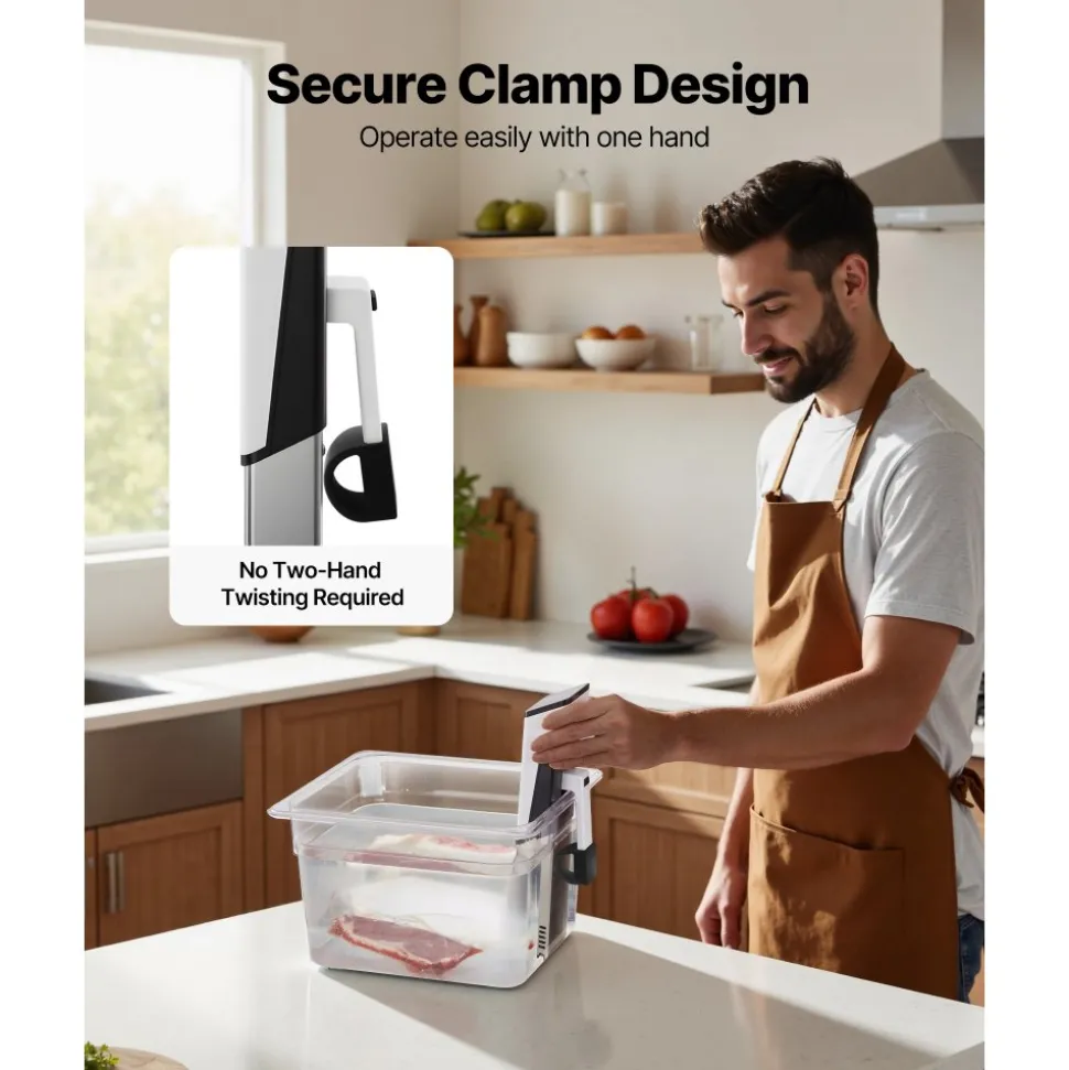 VEVOR Sous Vide Precision Cooker, 850W Sous-Vide Cooking Machine, Immersion Circulator with LED Digital Display, Secure Clamp Design, Fast-Heating, Accurate Temperature & Timer Control, Sous-Vide