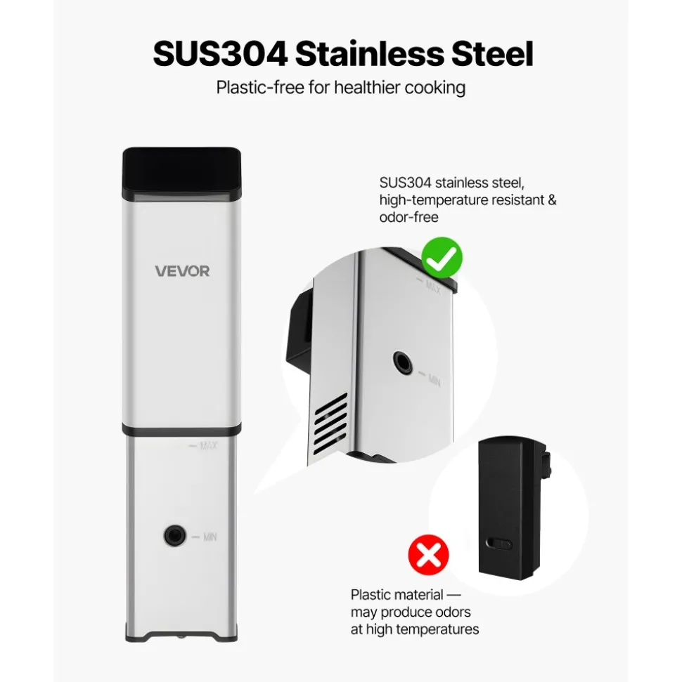 VEVOR Sous Vide Precision Cooker, 850W Sous-Vide Cooking Machine, Immersion Circulator with LED Digital Display, Secure Clamp Design, Fast-Heating, Accurate Temperature & Timer Control, Sous-Vide