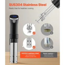VEVOR Sous Vide Precision Cooker, 1100W Sous-Vide Cooking Machine, WIFI Immersion Circulator with LED Digital Display, Fast-Heating, Accurate Temperature & Timer Control, SUS304 Stainless Steel