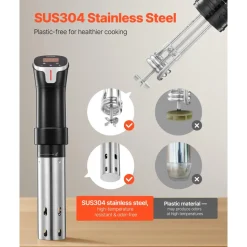 VEVOR Sous Vide Precision Cooker, 1100W Sous-Vide Cooking Machine, WIFI Immersion Circulator with 10 Preset Recipes, LCD Touchscreen, Fast-Heating, Accurate Temperature & Timer, App Control