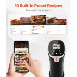 VEVOR Sous Vide Precision Cooker, 1100W Sous-Vide Cooking Machine, WIFI Immersion Circulator with 10 Preset Recipes, LCD Touchscreen, Fast-Heating, Accurate Temperature & Timer, App Control