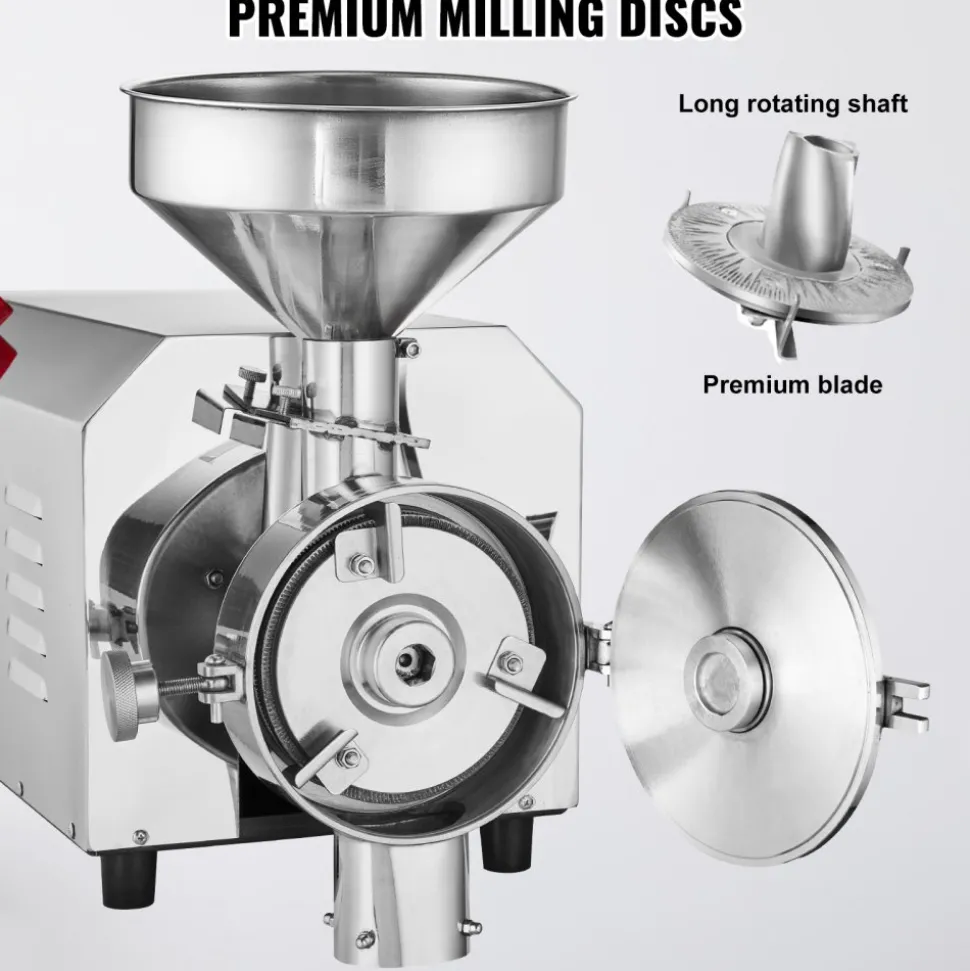 VEVOR Soybean Grinder Commercial Grinding Machine for Spices 2200W Corn Mill Grinder 50 KG/H Stainless Steel Corn Grinder Industrial Flour Milling Machine for Pepper Soybean Peanut Corn Grains