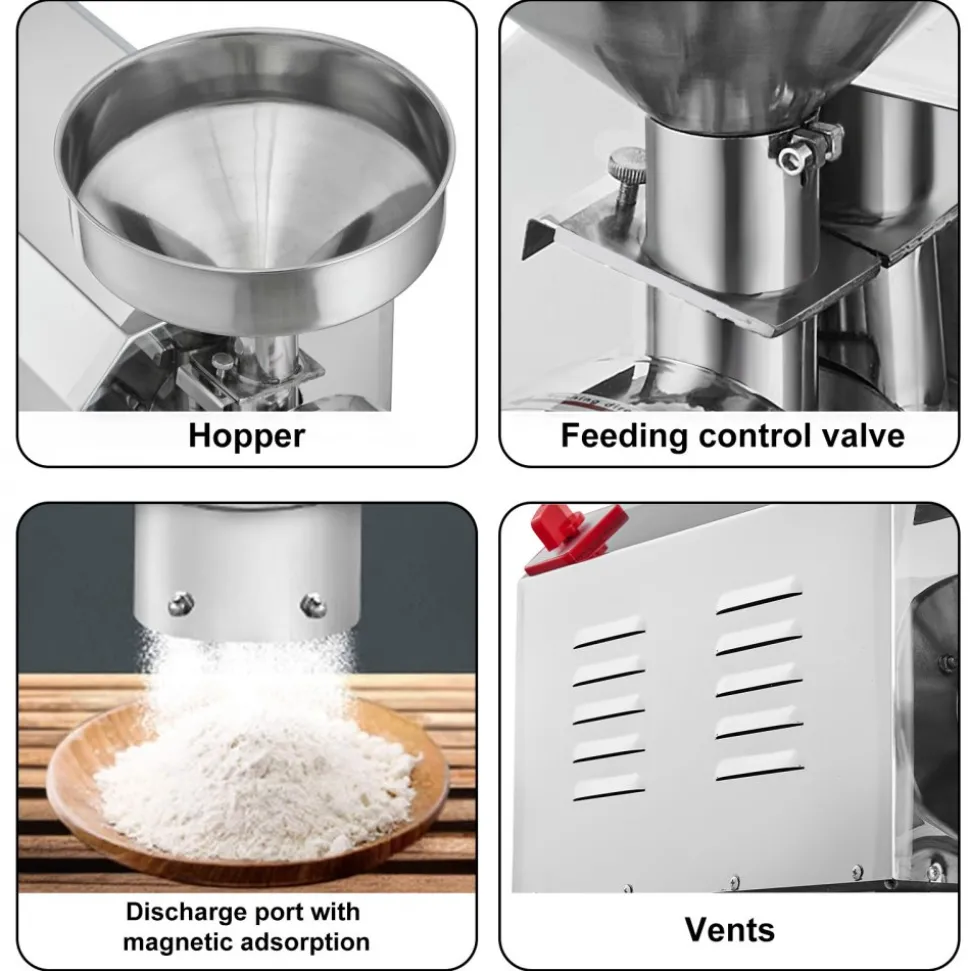 VEVOR Soybean Grinder Commercial Grinding Machine for Spices 3000W Corn Mill Grinder 100 KG/H Stainless Steel Corn Grinder Industrial Flour Milling Machine for Pepper Soybean Peanut Corn Grains