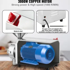 VEVOR Soybean Grinder Commercial Grinding Machine for Spices 3000W Corn Mill Grinder 100 KG/H Stainless Steel Corn Grinder Industrial Flour Milling Machine for Pepper Soybean Peanut Corn Grains