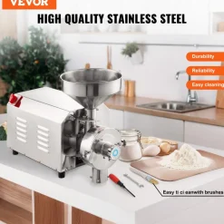 VEVOR Soybean Grinder Commercial Grinding Machine for Spices 3000W Corn Mill Grinder 100 KG/H Stainless Steel Corn Grinder Industrial Flour Milling Machine for Pepper Soybean Peanut Corn Grains
