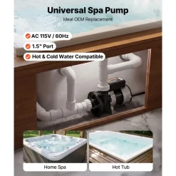 VEVOR SPA Pump 1.5HP Hot Tub Bath Pump 115V 119GPM Flow Rate with 1.5