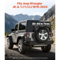 VEVOR Spare Tire Cargo Basket, for 30-40 Inch Tires, Fit for 1976-2024 Jeep Wrangler JK JL TJ YJ CJ, 80 lbs Load Capacity, Utility Cargo Basket Rack Storage Tray Replacement, No-Drill Installation