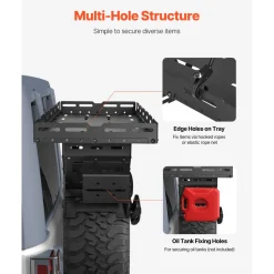 VEVOR Spare Tire Cargo Basket, for 30-40 Inch Tires, Fit for 1976-2024 Jeep Wrangler JK JL TJ YJ CJ, 80 lbs Load Capacity, Utility Cargo Basket Rack Storage Tray Replacement, No-Drill Installation
