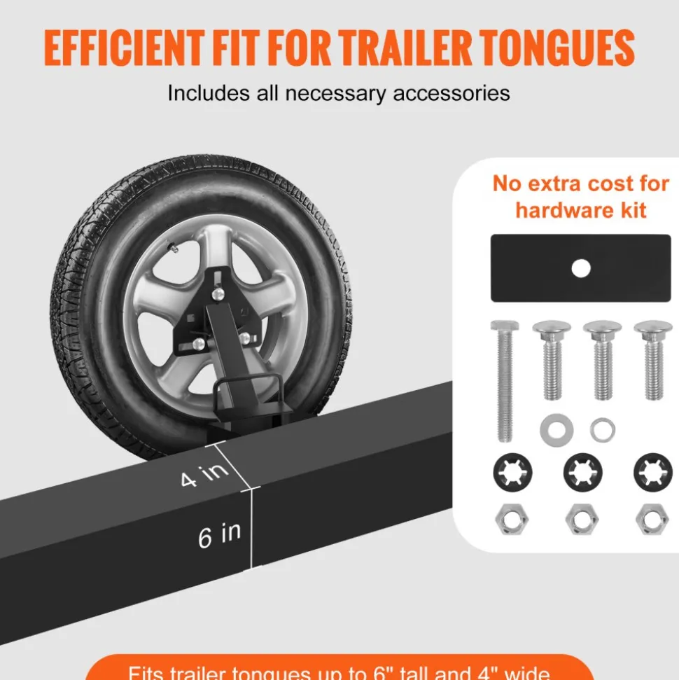 VEVOR Spare Tire Carrier, Trailer Spare Tire Mount, 160 lbs Capacity, Utility Trailer Accessories Fits Most 4 & 5 & 6 & 8 Lugs Wheels on 4", 4.25", 4.5", 4.75", 5", 5.5", 6", 6.5" Bolt Patterns