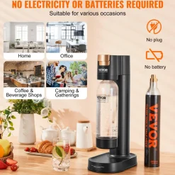 VEVOR Sparkling Water Maker, Soda Maker Machine for Home Carbonating, Seltzer Water Starter Kit with BPA-free 1L PET Bottle, CO2 Cylinder, Compatible with Mainstream Screw-in 60L CO2 Cylinder