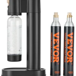 VEVOR Sparkling Water Maker, Soda Maker Machine for Home Carbonating, Seltzer Water Starter Kit with 2 BPA-free 1L PET Bottles, Compatible with Mainstream Screw-in 60L CO2 Cylinder(NOT Included) Black