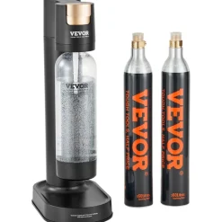 VEVOR Sparkling Water Maker, Soda Maker Machine for Home Carbonating, Seltzer Water Starter Kit with BPA-free 1L PET Bottle, 2 CO2 Cylinders, Compatible with Mainstream Screw-in 60L CO2 Cylinder